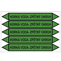 Značení potrubí, horká voda - zpětný okruh